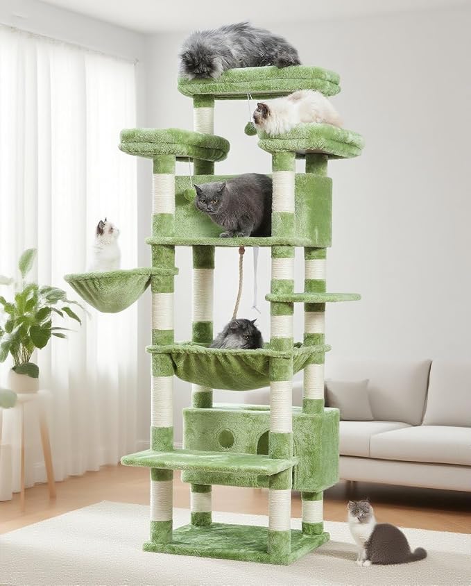 Cat Tree for Indoor Cats Large Adult, 2 Baskets, 2 Condos by Gitelnour
