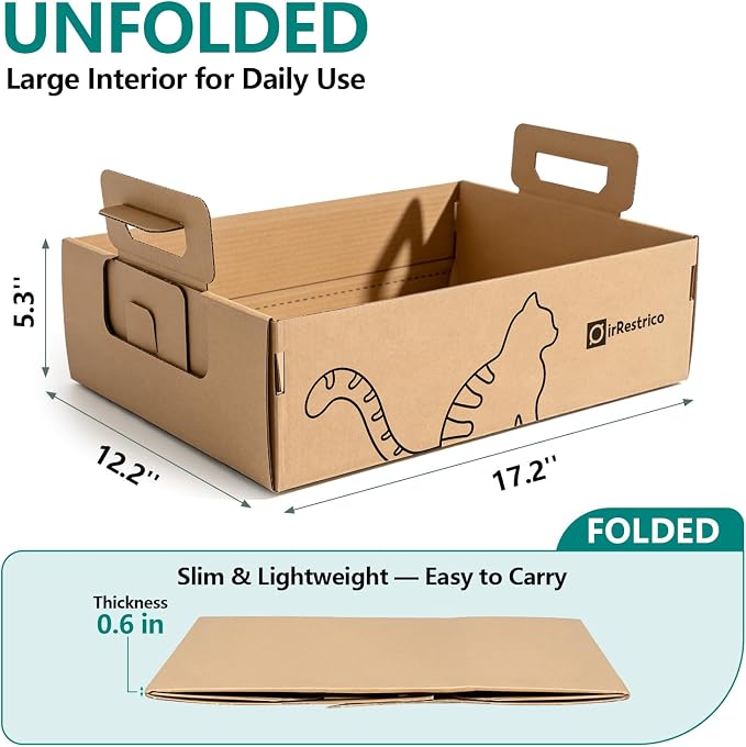 3-Pack Large Disposable Cat Litter Box, Recyclable Cardboard, Waterproof & - Image 2