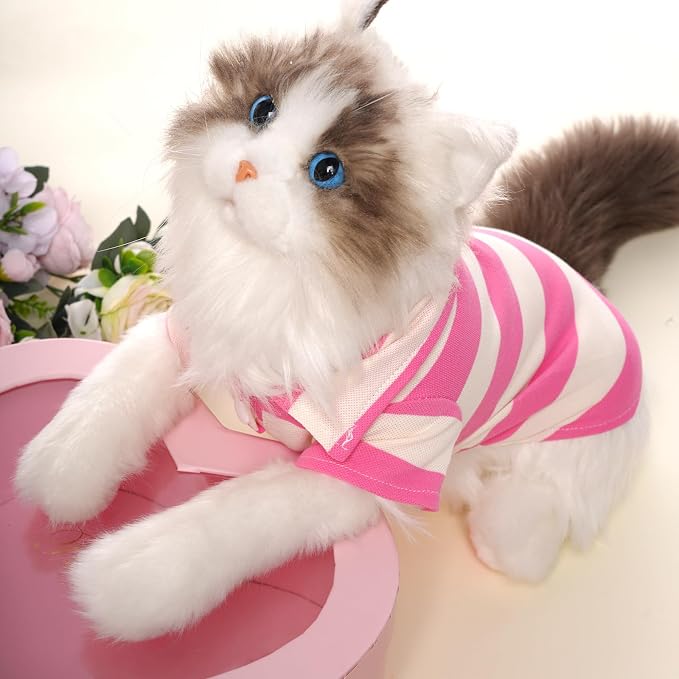 Dog Shirt Polo Shirt Striped Collar Puppy Clothes Summer Button Up Pet Clothes - Image 7