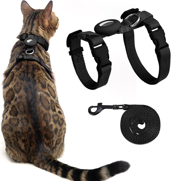 Cat Harness and Leash Set with Airtag Holder by VKPETFR