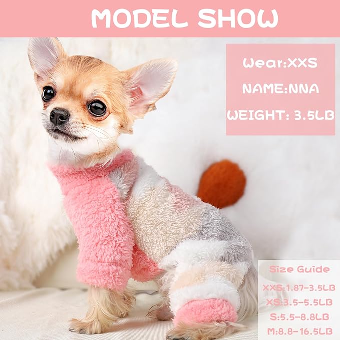 Sebaoyu Turtleneck Dog Pajamas for Small Dogs, Fleece Sweater Winter Cute Tiny - Image 3