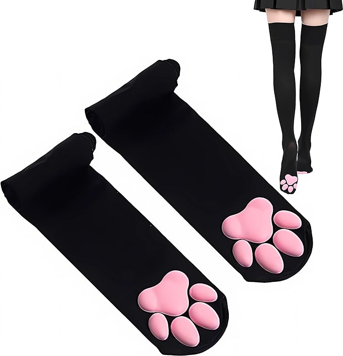 Cat Paw Thigh High Socks Golves, Cute Soft 3D Toe Beans Socks Mittens Kitten by SUPTEC%C2%AE