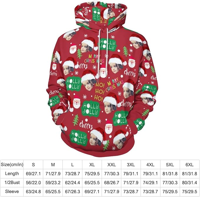 Artsadd Custom Face Unisex athletic Pockets Sweatshirt Loose Hoodie Custom - Image 3
