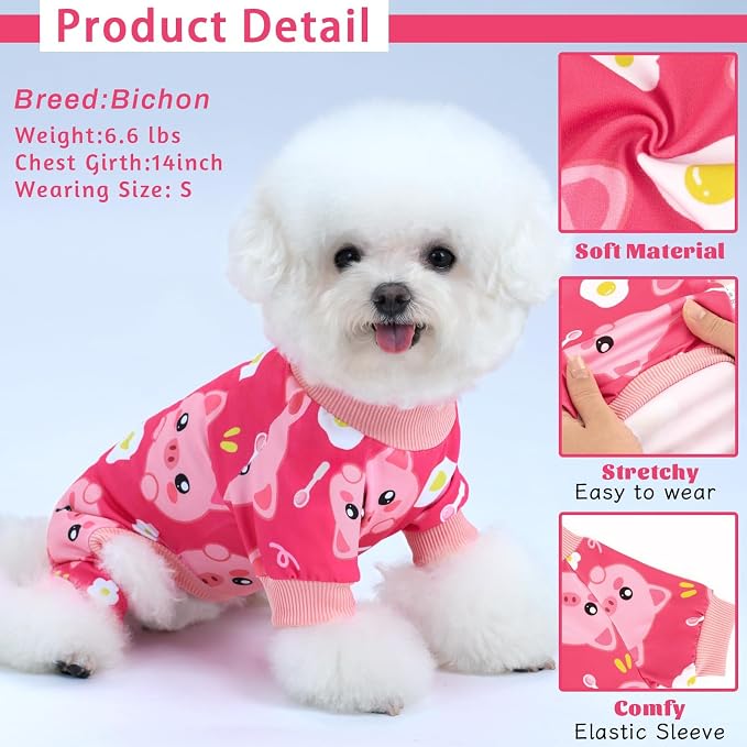 XPUDAC 4 Pieces Dog Pajamas Stretchy Dog Pjs Soft Cute Doggie Clothes - Image 2