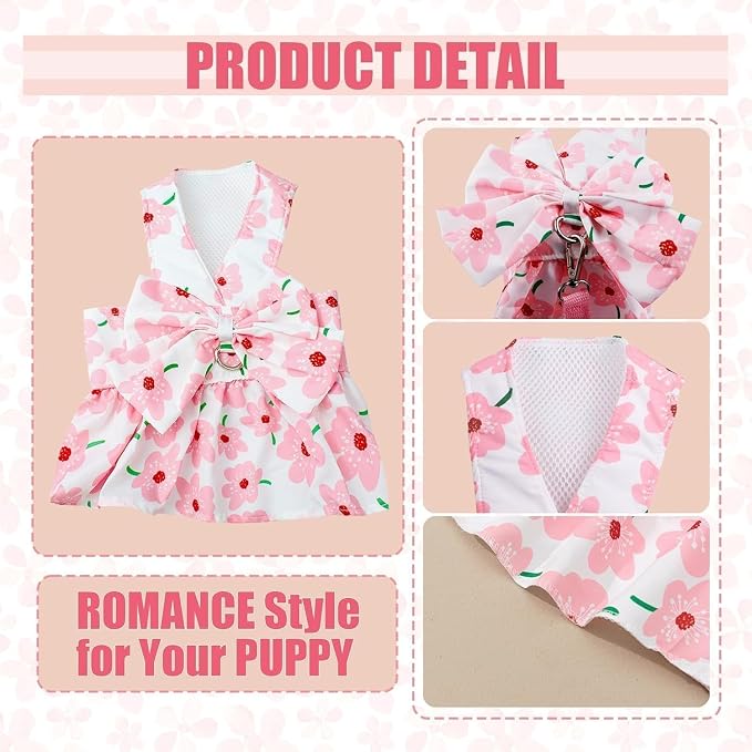 Dog Dress Bowknot Harness Leash Set - Image 5