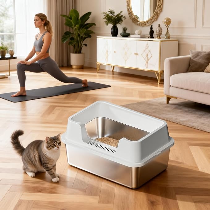 Stainless Steel Litter Box, XL Enclosed Cat Litter Boxes - Image 6