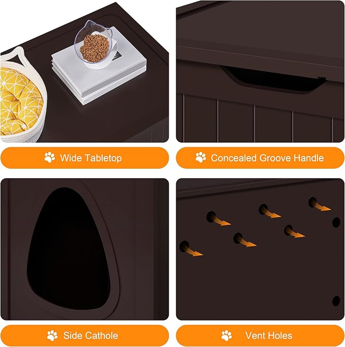 Yaheetech Cat Litter Box Enclosure, Litter Cabinet Furniture Hidden, Wooden Pet - Image 3
