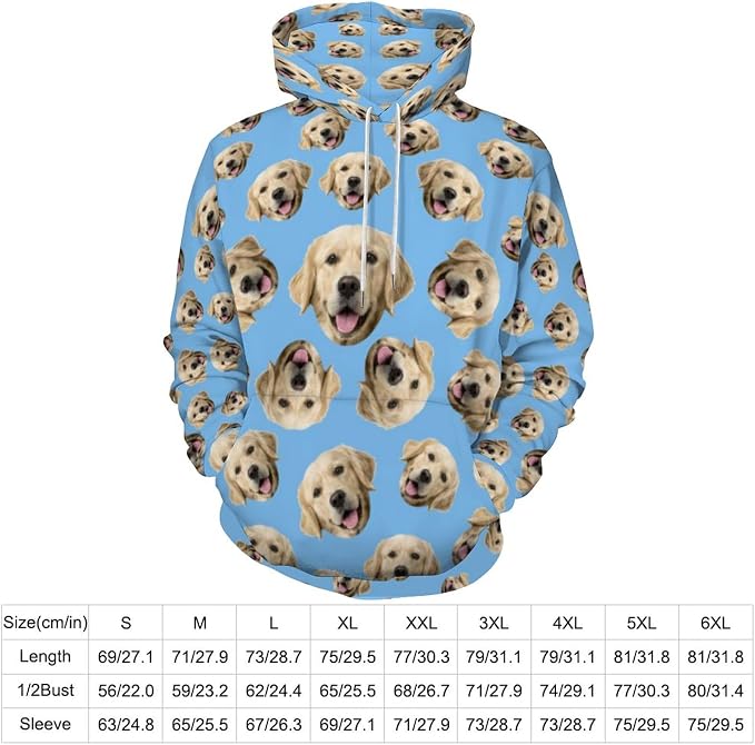 Artsadd Custom Face Unisex athletic Pockets Sweatshirt Loose Hoodie Custom - Image 3