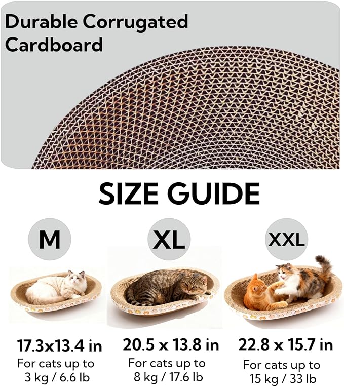 3 Pack Large Cat Scratcher Cardboard, Oval Cat Scratcher Bed Cat Scratch Pad - Image 8