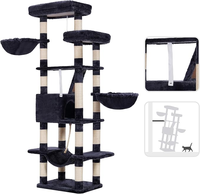 Heybly Cat Tree, 68 inch Multi-Level Cat Tower - Image 7