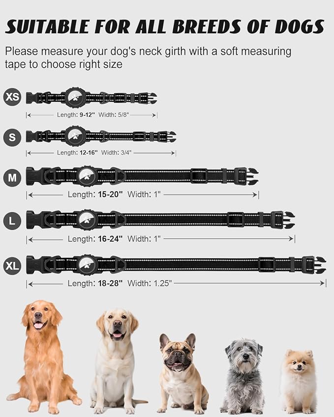Joytale Airtag Dog Collar, Dual D-Rings, Waterproof Reflective Pet Collar - Image 5