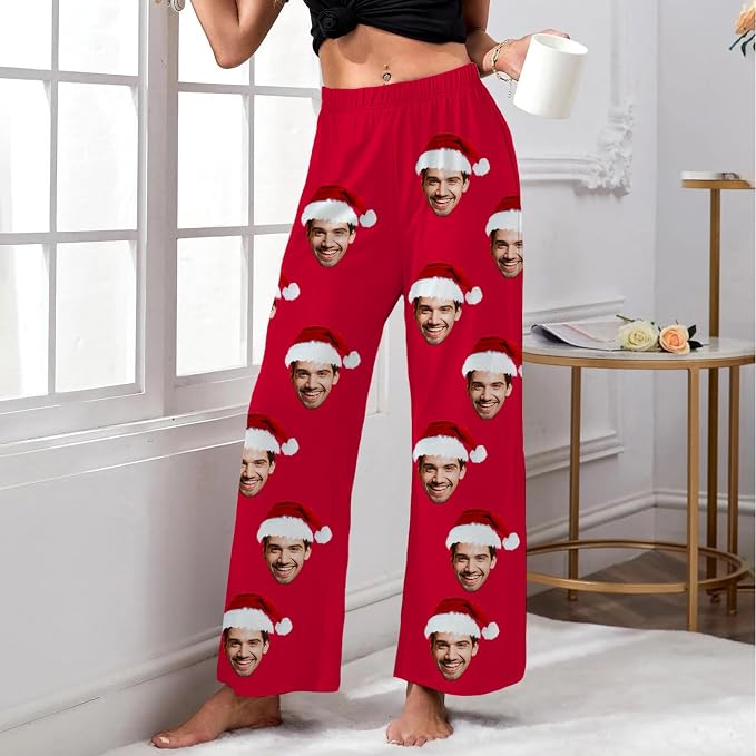 Custom Pajama Pants for Women Men, Personalized 67 Name Photo PJ Family Six - Image 3