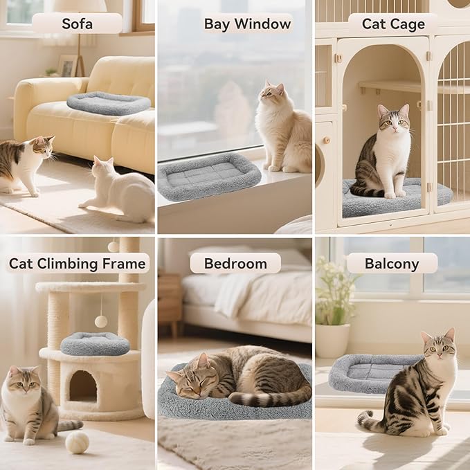PETLESO Small Cat Bed Mat Plush Pet Cushion, Puppy Curl Sleep Self Warming Mat - Image 5