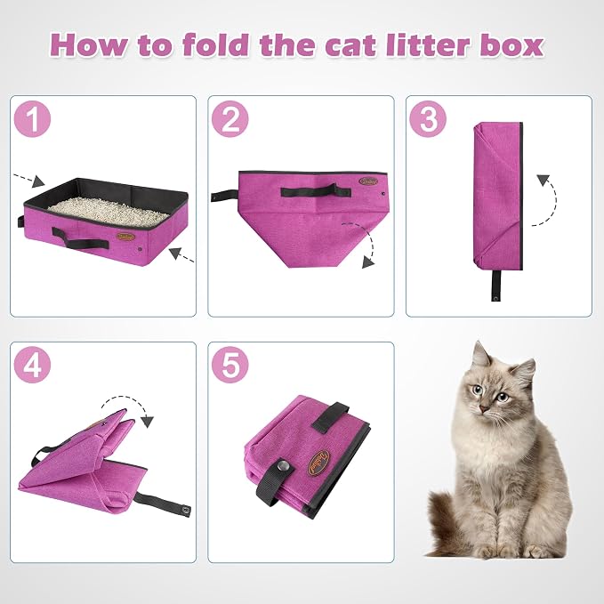Deblue Portable Cat Travel Litter Box in Car, Collapsible Cat Litter Carrier - Image 7