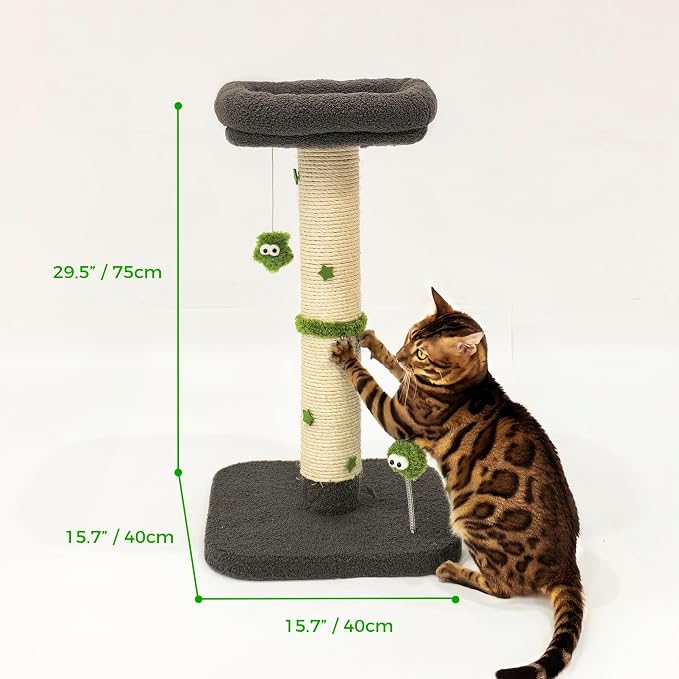 TinyBeast 29.5" Tall Cat Scratching Post, 4-in-1 Natural Sisal Cat Scratcher - Image 6