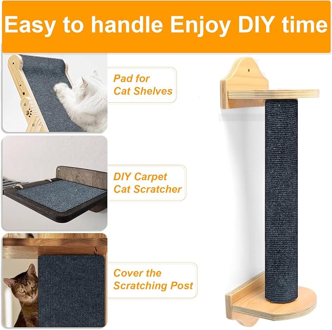 Large Cat Scratching Mat, Trimmable DIY Cat Wall Climbing Carpet, Cat Couch - Image 8