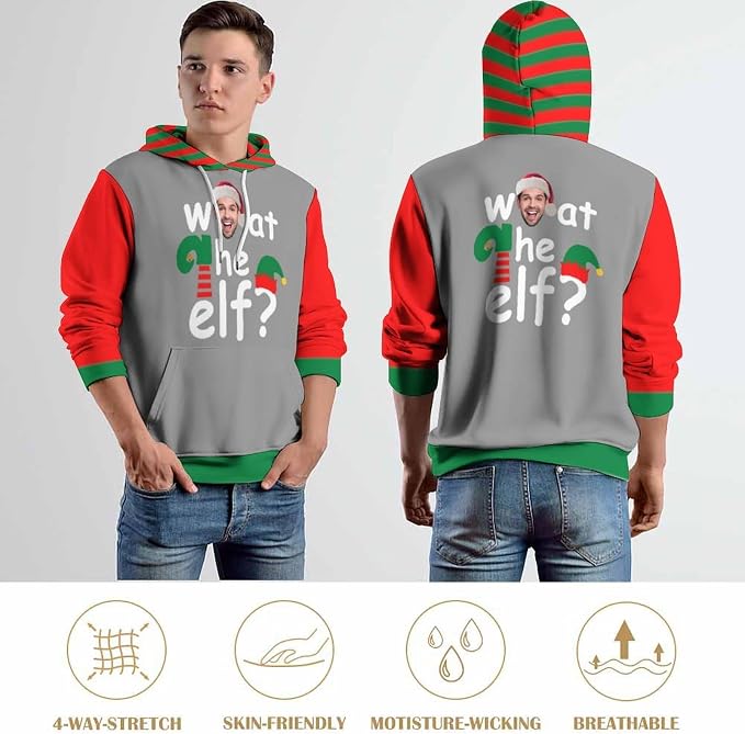 Artsadd Custom Face Unisex athletic Pockets Sweatshirt Loose Hoodie Custom - Image 6
