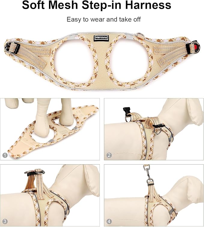 Mercano Soft Mesh Dog Harness and Leash Set, No-Chock Step-in Reflective - Image 5
