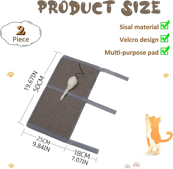 JanYoo 2 Pieces Cat Scratcher Cat Furniture Table Leg Protectors Sisal Cat - Image 6