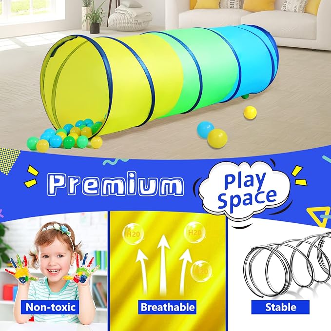 PigPigPen Kids Tunnel for Toddlers, Pop Up Play Tunnel Tent for Babies or Dogs - Image 3