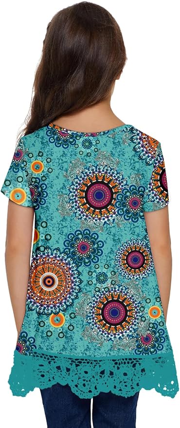 storeofbaby Girls Casual Tunic Tops Short Sleeve Loose Soft Blouse T-Shirt - Image 5