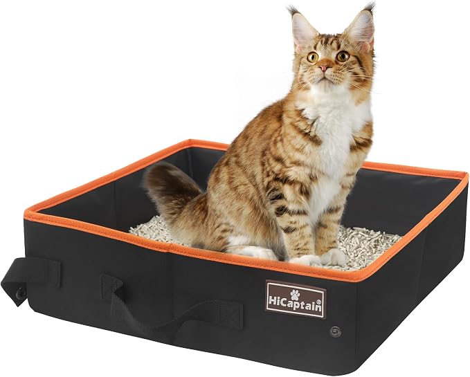 HiCaptain Portable Cat Travel Litter Box, Collapsible Cat Litter Carrier Tray by HiCaptain