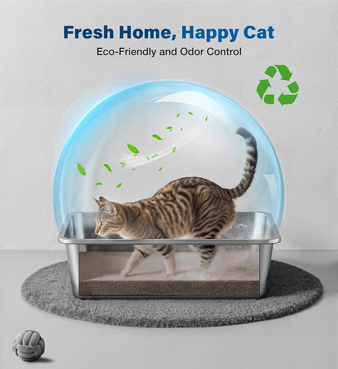 2 Pack Stainless Steel Cat Litter Box, 23.4" L×15.6" W×7.8" H, Metal Kitty - Image 5