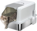 PawHut Stainless Steel Cat Litter Box, Extra Large 2 in 1 Metal Kitty Litter Pan by PawHut
