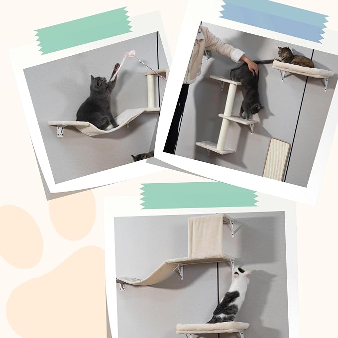 COZIWOW Cat Wall Shelves Set, 5-Piece Wall Mounted Cat Furniture - Image 9