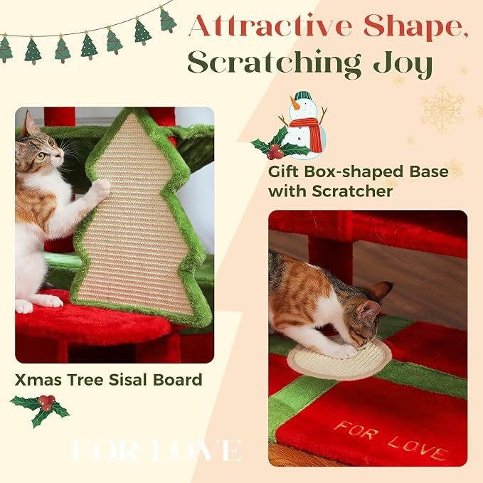 PAWZ Road Christmas Cat Tree, 72 Inches Tall Cat Tower - Image 5
