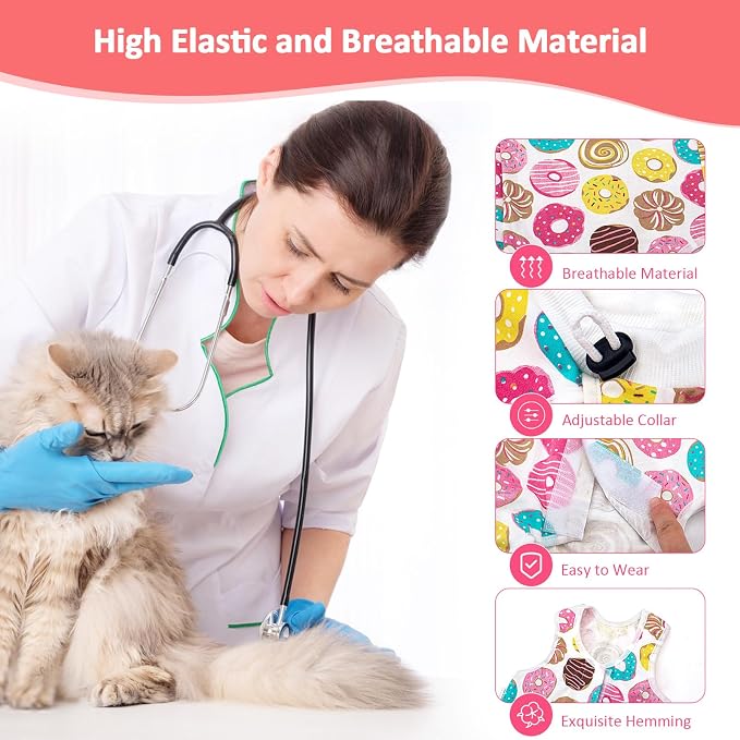 2 PCS Cat Recovery Suit for Spay Abdominal Wounds Cat Onesie for Cats After - Image 4