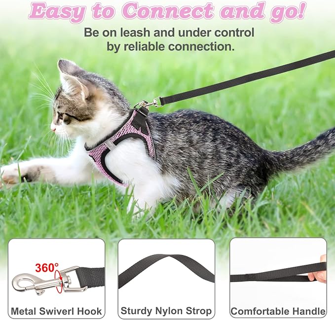 Cat Harness and Leash for Walking Escape Proof, Adjustable Kitten Vest Harness - Image 3