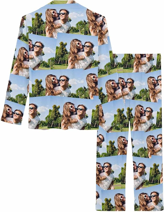 MyPupSocks Custom Face Pajamas for Women Set, Personalized Photo Long Sleepwear - Image 4