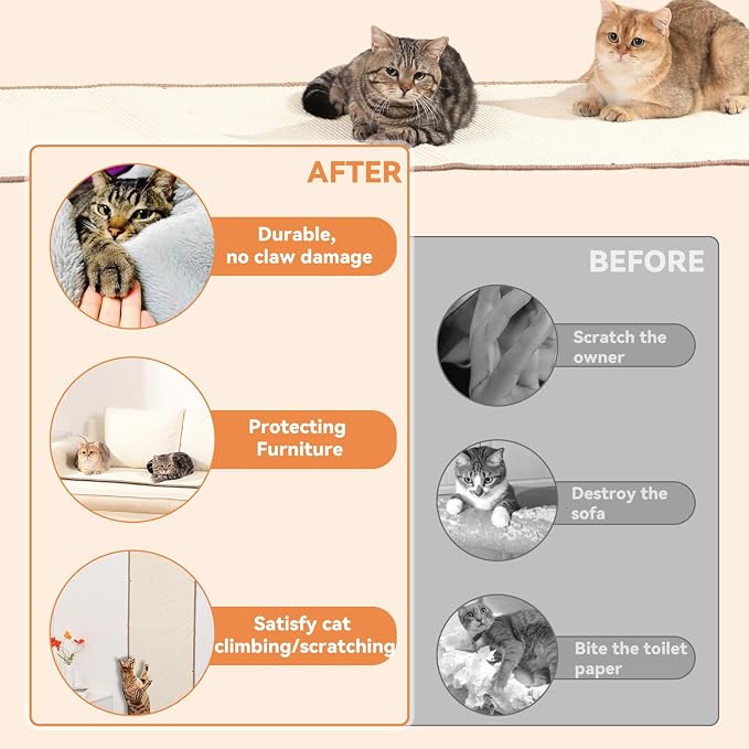 66.93x19.68x0.32 Inch Thickened Cat Wall Scratcher Carpet, Cat Climbing Wall - Image 3