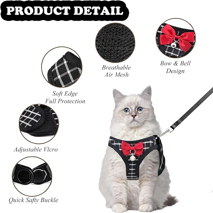 Cat Leash and Harness Set, Breathable Dog Harness, Pet Harness, Adjustable Mesh - Image 4