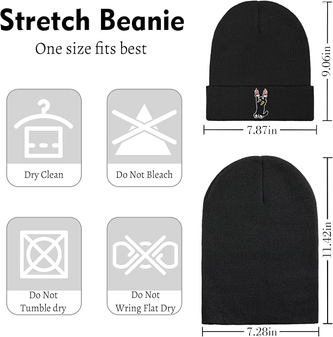 Funny Beanies Warm Knit Hats Fall Winter Black Hip Pop Knit Hat Cap - Image 6