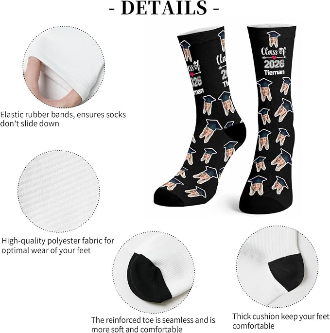 Artsadd Custom Face Socks for Women Men Cat Dog Lovers, Customized Unisex Funny - Image 4