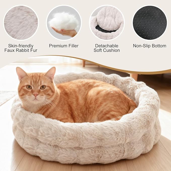 Cat Beds for Indoor Cats, Washable Round Beds for Small Dog and Cats, Soft - Image 4