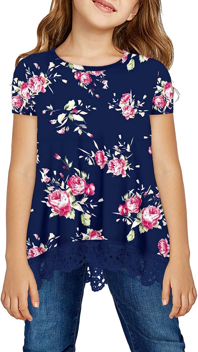 storeofbaby Girls Casual Tunic Tops Short Sleeve Loose Soft Blouse T-Shirt by storeofbaby