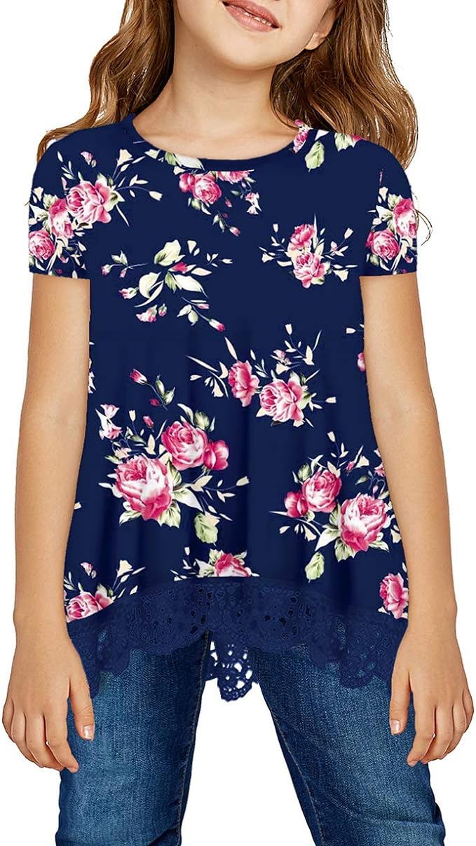 storeofbaby Girls Casual Tunic Tops Short Sleeve Loose Soft Blouse T-Shirt by storeofbaby