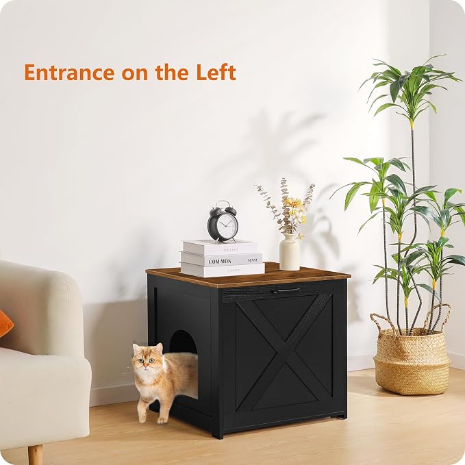 Dwanton Cat Litter Box Furniture Hidden, Cat Litter Box Enclosure, Reversible - Image 3