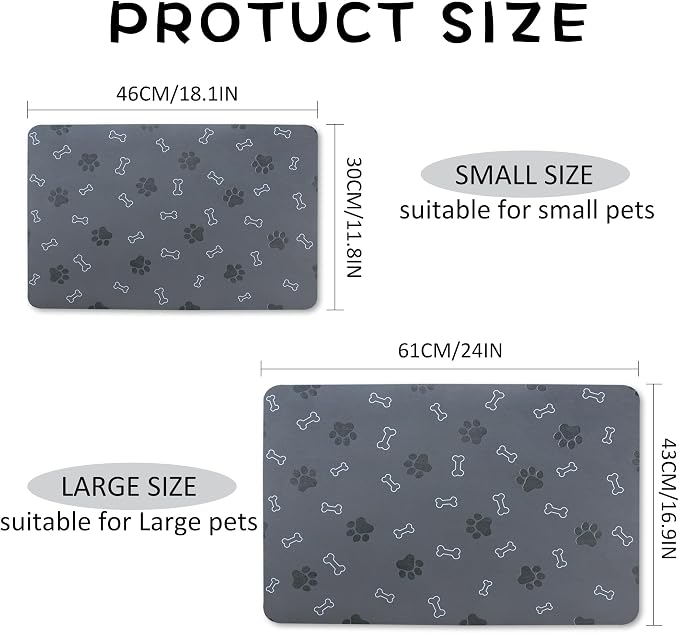 Pet Cat Dog Food Non Slip Mat for Water Bowl, Quick Dry Absorbent Feeding Mat - Image 6