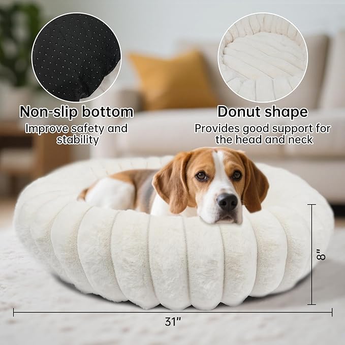 Warming Faux Rabbit Fur Pet Beds – Luxurious Donut Dog & Cat Bed, Anti-Anxiety - Image 2