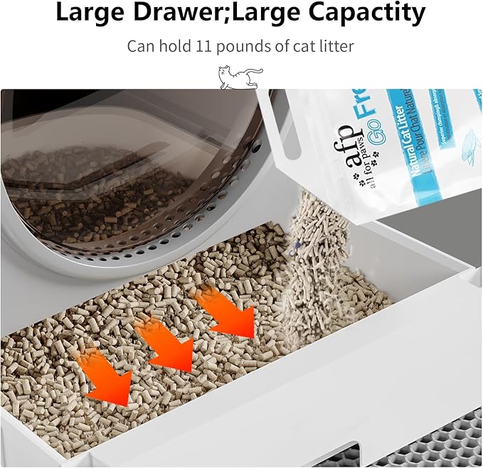 Oneluck Dome Litter Box, Drawer Type Large XL Cat Toilet, Covered Hidden Dog - Image 7