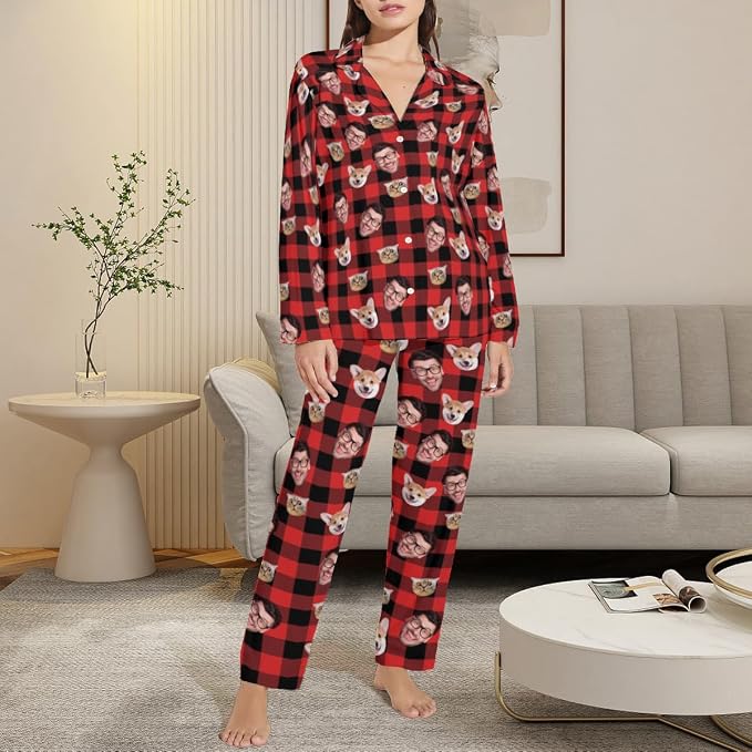 Custom Face Pajamas for Women Men, Personalized Dog Cat Pet Pajamas Set - Image 2