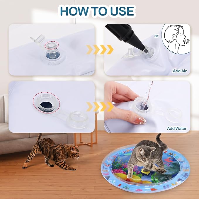 ZALALOVA Water Sensory Playmat for Cats, Thickened Upgraded Cat Dog Toys Bored - Image 4