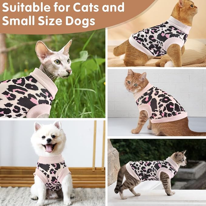 Idepet Cat Clothes Kitten Sweater Soft Kitten Shirt Cute Leopard Print Kitty - Image 2