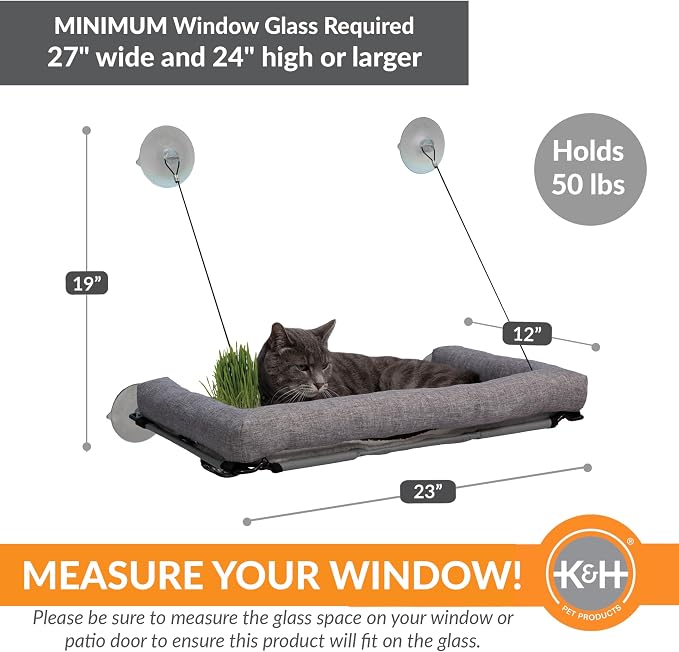 K&H Pet Products EZ Mount Cat Window Perch Deluxe Bolstered Kitty Sill - Image 5
