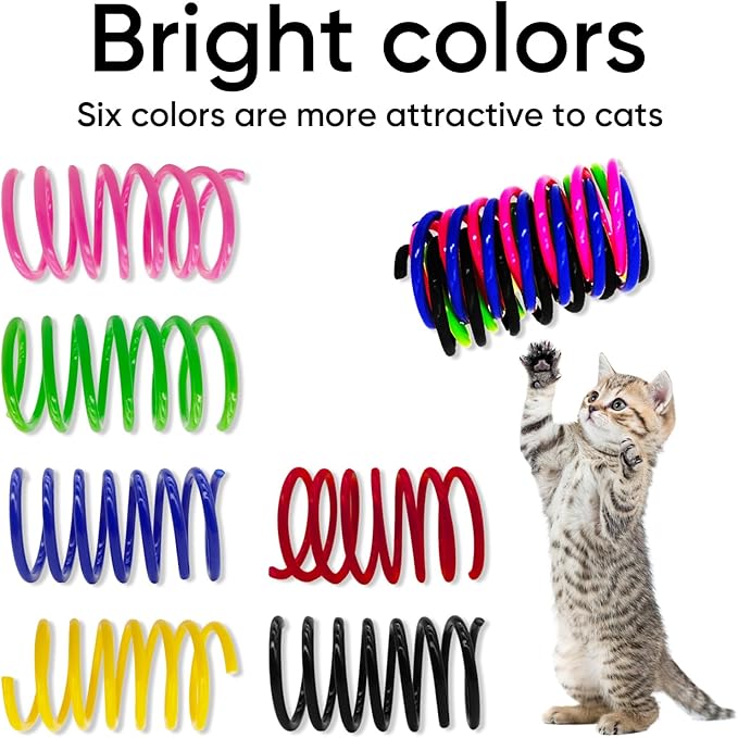 AGYM 6Colors Plastic Spring Cat Toys, 90 Pack Spiral Springs - Image 3