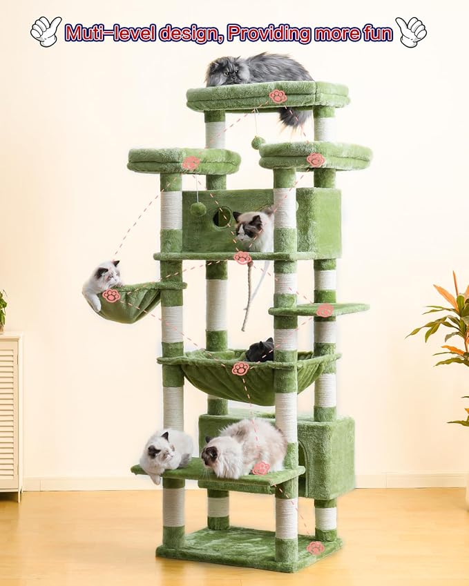 Cat Tree for Indoor Cats Large Adult, 2 Baskets, 2 Condos - Image 7